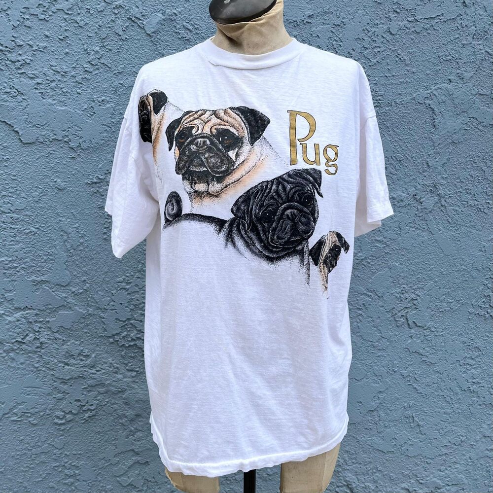 90s Pug T-shirt Vintage Dog tee Size large